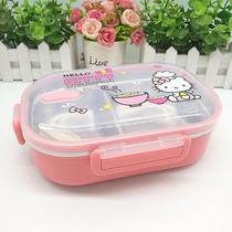 Pupils cartoon lunch box compartment children 304 stainless steel double compartment lunch box kindergarten dinner plate sealed anti-scalding