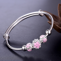 Foot silver 99 ladies Korean version kapok peach blossom cherry blossom sterling silver bracelet parent-child push Lassen bracelet