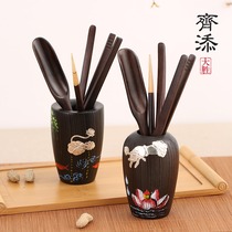 Wooden six gentlemen set kung fu tea clip 6 gentleman tea ceremony kung fu tea tea tools tea tweezers tea set accessories