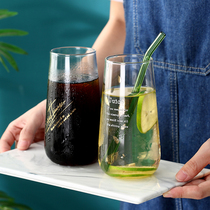 Net red ins heat-resistant High Borosilicate glass water Cup English creative milk juice beverage cup breakfast cup household
