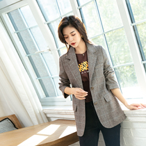 Plaid wool Suit Jacket Woman Short 2021 The new Korean version of the new Korean version with a small child in the spring and autumn