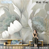 American Fields Garden Hand Painted Flowers Thyme Living Room TV Background Wall Paper Seamless Sofa Wallpaper Mural Wall Cloth