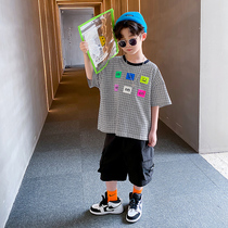 Boys short-sleeved summer 2021 new cotton T-shirt childrens sports coat childrens loose half-sleeve tide childrens clothing