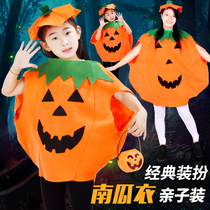 Halloween pumpkin clothes Childrens clothing performance costumes Adult mens masquerade Girls COS cloak Parent-child clothing