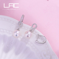 LAC high jewelry glare Japan Akoya seawater pearl stud earrings female 18K gold earrings (dual-purpose)