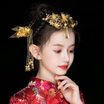 Childrens ancient hair accessories retro wedding flower children ancient style headdress girl Tang suit Xiuhe Chinese style accessories