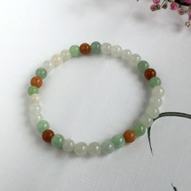 Myanmar natural emerald triple colored single ring bracelet 6mm jade beads male and female handstrings bracelet