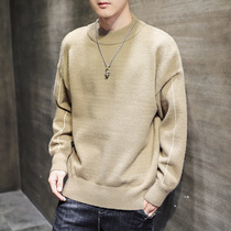 Round neck sweater mens winter new Korean version of the trend Harajuku Port style loose and handsome base sweater student line clothing