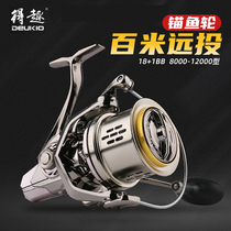 Interesting far-throw spinning wheel all-metal anchor fishing wheel 12000 type seawater-proof oblique mouth shallow cup beach sea fishing fishing wheel