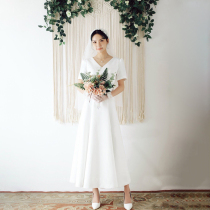 Hepburn went out light wedding dress 2021 new bridal tour Daily dress French forest simple wedding dress little man