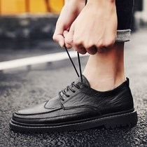 Leather shoes mens shoes autumn 2021 New Korean version of British leather Bean shoes mens trendy shoes casual business dress