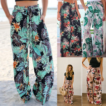 Boho Loose pants Women beach printed Long trousers resort pants