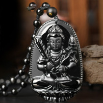 Cattle belong to the Tiger vain hidden Bodhisattvas life Buddha pendant frosted obsidian necklace Manwei Xiao Niu Xiao Tiger Buddha