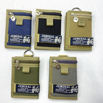  Boys Korean version of the super cool canvas nylon three-fold sports short small wallet zipper change student folding wallet male