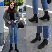  Straight denim woman 2019 spring new retro loose seven points wide legs high waist hole eight points small man nine points