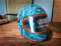 Spot HEDON Black Bean Retro Carbon Fiber Helmet Individuality Feather Painted Hale VESPA Print Safety Armor