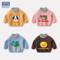 Baby sweatshirt with high collar female newborn toddler clothes spring high collar blouses male baby coat spring clothing foreign air outerwear