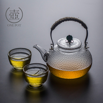 Japanese hammer grain glass pot high temperature resistant cooking teapot kettle copper tea set heat-resistant lifting beam pot tea maker