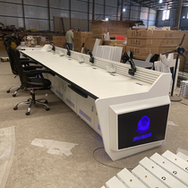 Monitoring station Scheduling station Multi-function video conference center console Intelligent monitoring room Modern console center control room Customized multimedia technology sense lighting paint security monitoring table Triple double