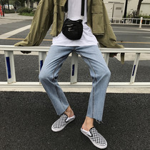 Hipster net red pants nine-point trend jeans men ins tide brand shake sound Korean version of the trend 9-point pants Hong Kong style wild