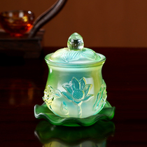  Glass lotus for Buddha water cup Water supply cup for Buddha cup for cup Household crystal water purification cup Holy water cup Buddhist supplies