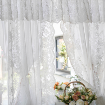 White French lace double layer net red curtain meritocratic princess wind bedroom floating window light transmission impervious to human yarn curtain finished product