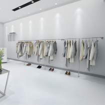 Clothing store upper wall frame stainless steel creative floor-standing mens and womens clothing store wall light luxury front side hanger display rack