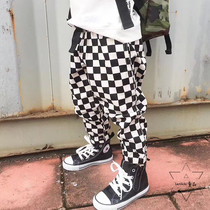 LANIKIki SPRING AND AUTUMN Male And Female Childrens Day Department Tidal Plaid Plaid Preschoolers Pants Long Pants Spot