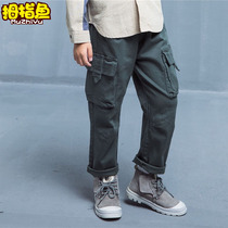 Thumb fish childrens pants summer thin spring and autumn Korean version of loose Harlan overalls casual trousers mens trend Wild