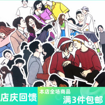 Hand Ledger Figures Stickers Lovers Warm Men Little Young Love Illustrations Korean Handbooks Cartoon Diary Decoration Stickers