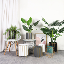 Nordic flower pot wrought iron floor flower pot gilt grid vase large plant green tree vessel flower pot basket