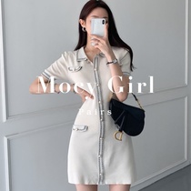 Sandro asw small fragrant wind knitted dress women's 2022 new French temperament slim slim short sleeve skirt