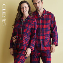 Shile lovers flannel pajamas cotton thick home clothes fashion Plaid autumn and winter men and women can wear suit