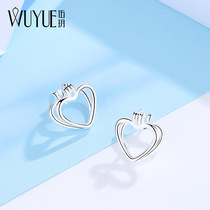 Wu Yue 925 silver love ear buckle female hollow heart earrings heart shape simple earrings temperament hipster ear clip