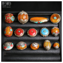  Nepal loose beads Buddha beads accessories Handmade six-character truth Synthetic beeswax back clouds with beads Tibetan jewelry National style