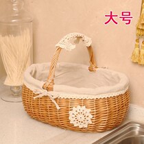 Micro-business push small basket portable autumn tour rattan weaving art style spring tour gift basket blue weaving bamboo basket