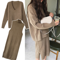 2021 New Tide Hepburn style French jumpsuit autumn and winter large size womens temperament fashion two-piece suit