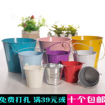 zakka iron flower arrangement small flower bucket fleshy flower pot painted bucket Joker mini candy color small iron bucket