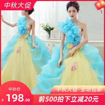 New fashion solo studio theme wedding dress art test puffy skirt banquet evening dress host performance dress female