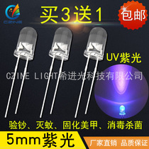 F5mm round straw hat UV ultraviolet light emitting diode banknote killing mosquito Curing Nail LED purple lamp beads