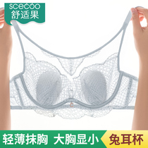 Comfortable fruit sexy lace underwear womens ultra-thin chest display small smear anti-light breathable bra summer days