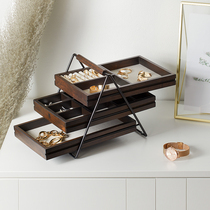 umbra Stairs Three - layer Jewelry Collection Box Creative Wood Jewelry Box Simple Solid Wood Jewelry Frame Accessories Box