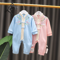 Newborn baby out sispit clothes tide girl children Hanfu Chinese style spring and autumn winter clothes male baby climbing clothes thick