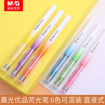 Chenguang stationery excellent product direct fluorescent pen key marker straight pen marker single head thickness color water pen candy color highlighter set 6 color set