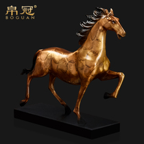 Silk crown (valiant)Bronze sculpture art decoration Living room entrance Lucky horse TV cabinet Wine cabinet decoration