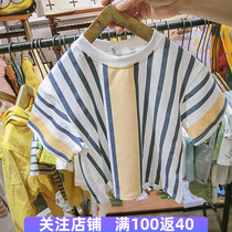Boy short sleeve T-shirt summer clothes 2020 new children Korean version cotton striped half sleeve shirt baby Foreign style clothes