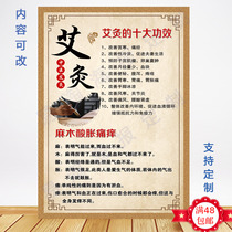 Moxibustion physiotherapy health care Hall moxibustion maintenance of the top ten efficacy indications crowd advertising stickers wall chart
