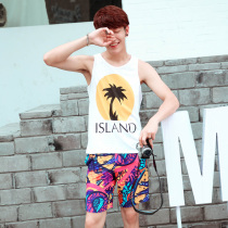 European shark mens swimming trunks flat angle five-point hot spring large size swimming trunks lovers beach pants men loose