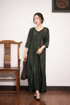 He Jinyis new high luxury fragrance Chinese cloud Sahua Luo hand-painted hand sign side slim loose long skirt Zen Hanfu