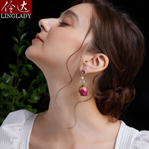 LINGLADY French romantic earrings female temperament Net red Joker earrings rose earrings Qingfeng Mang Zhuge